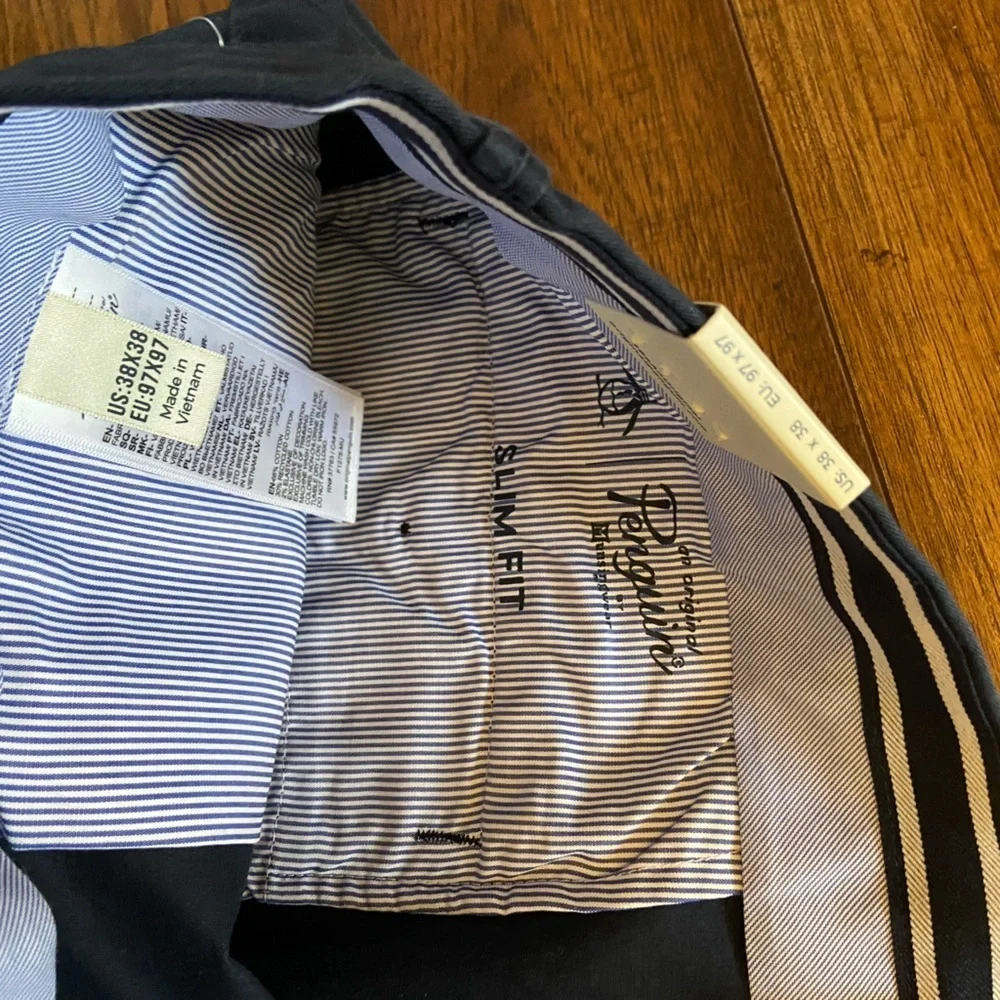 NWT Original Penguin Mens 38x38 Pants Slim Fit Stretch Navy Chino Casual
